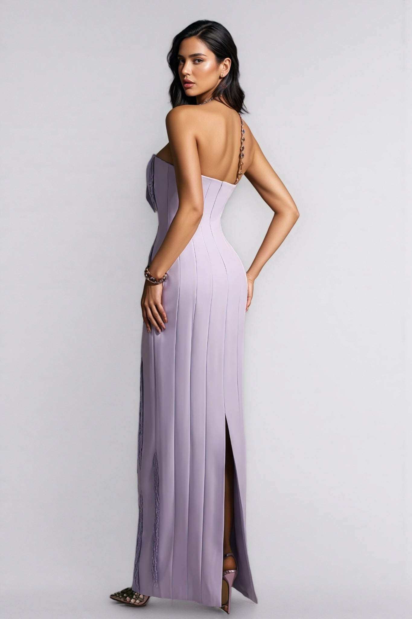 Liorald Strapless Beaded Fringe Maxi Dress - View 6