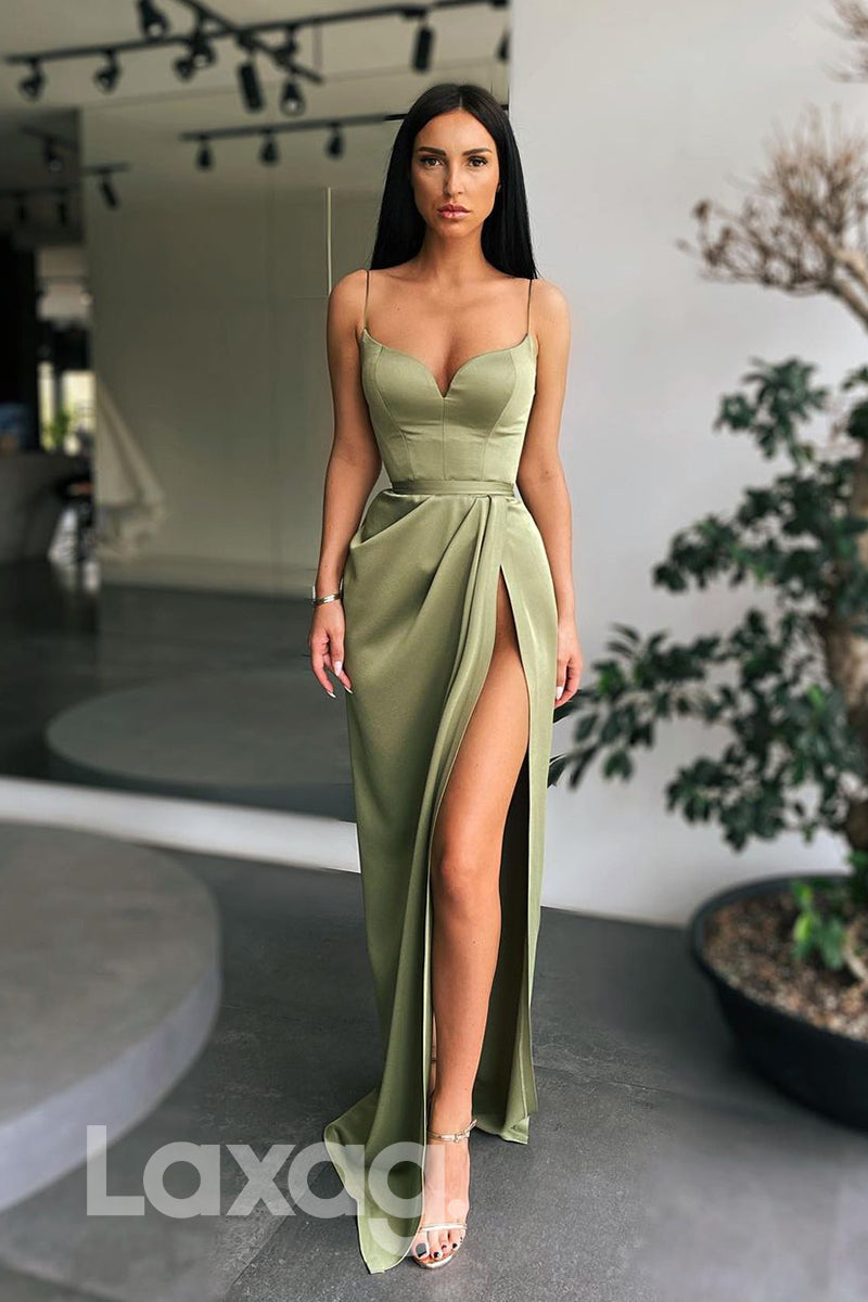 17736 - Spaghetti Straps High Split Long Prom Dress with Pockets