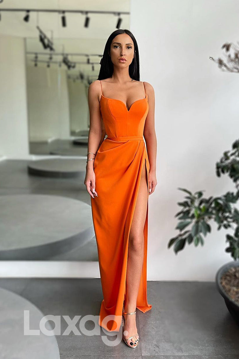 17736 - Spaghetti Straps High Split Long Prom Dress with Pockets