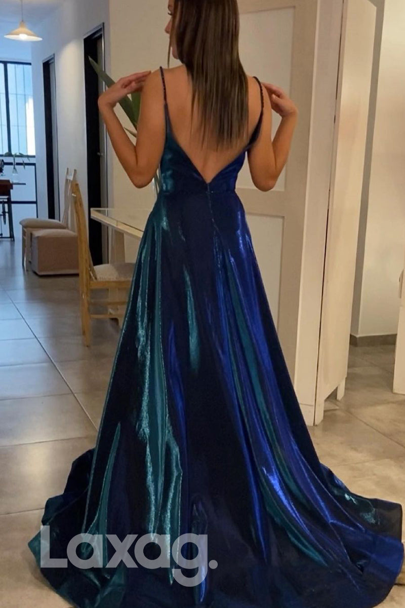 17792 - Attractive V-Neck Long Prom Dress with Pockets