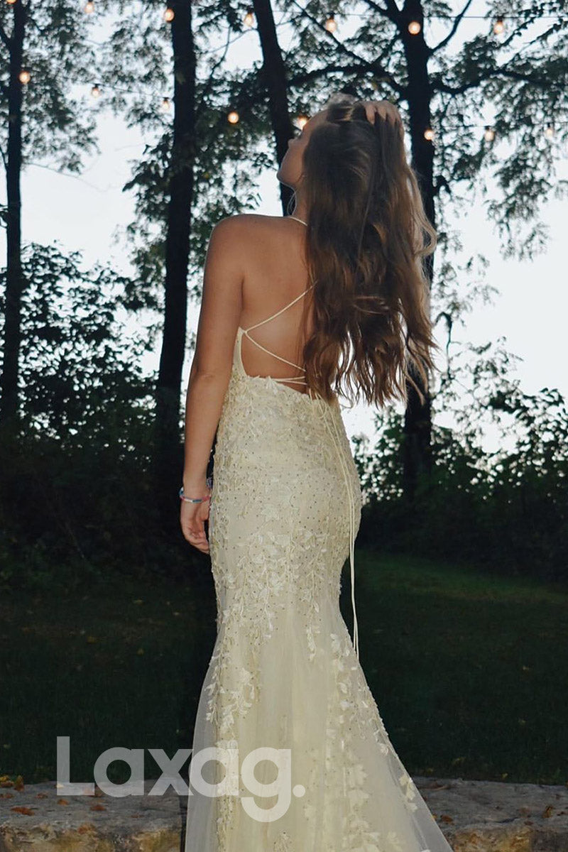 16732 - Scoop Appliques Sheath/Column Senior Prom Dress