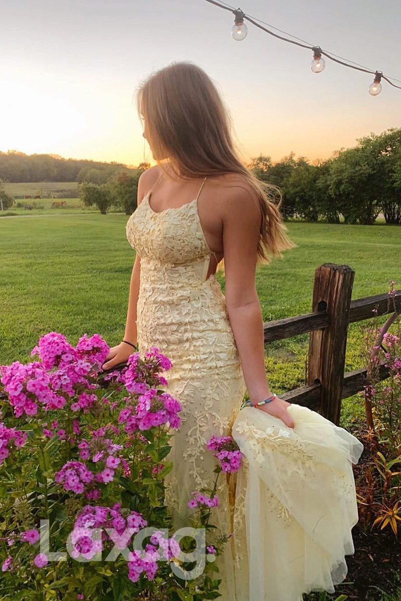 16732 - Scoop Appliques Sheath/Column Senior Prom Dress