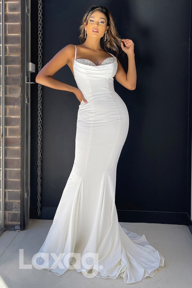 16776 - Spaghetti Beaded Sweetheart Mermaid Party Prom Dress