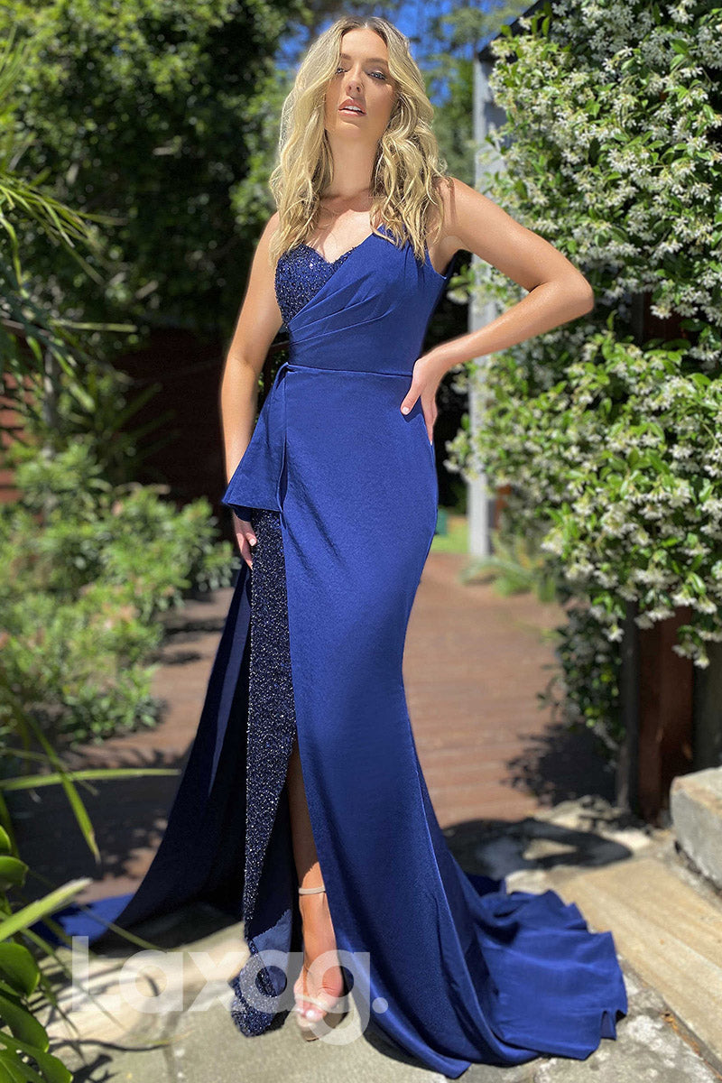 16777 - One Shoulder Sweetheart Front Slit Party Prom Dress