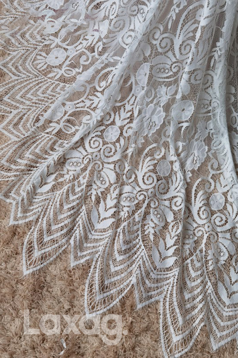 13558 - Plunging V-neck Appliques Backless Mermaid Wedding Dress