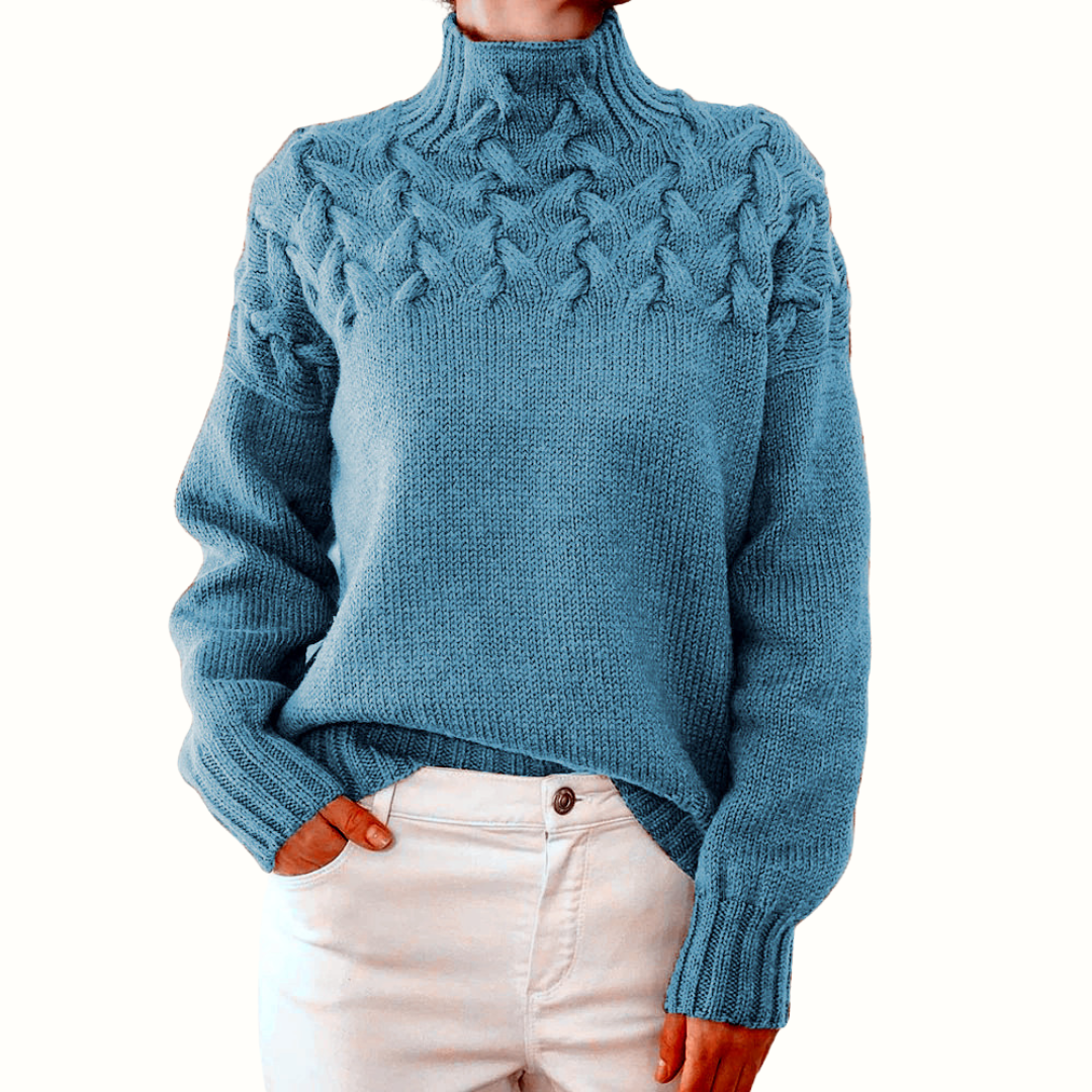 Cable Knit Turtleneck Long Sleeve Sweater