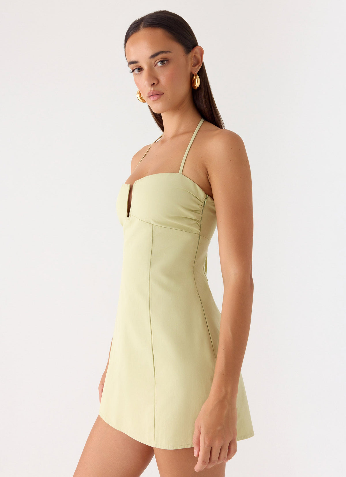 Halter Neck Notched Sweetheart A-Line Mini Dress 6