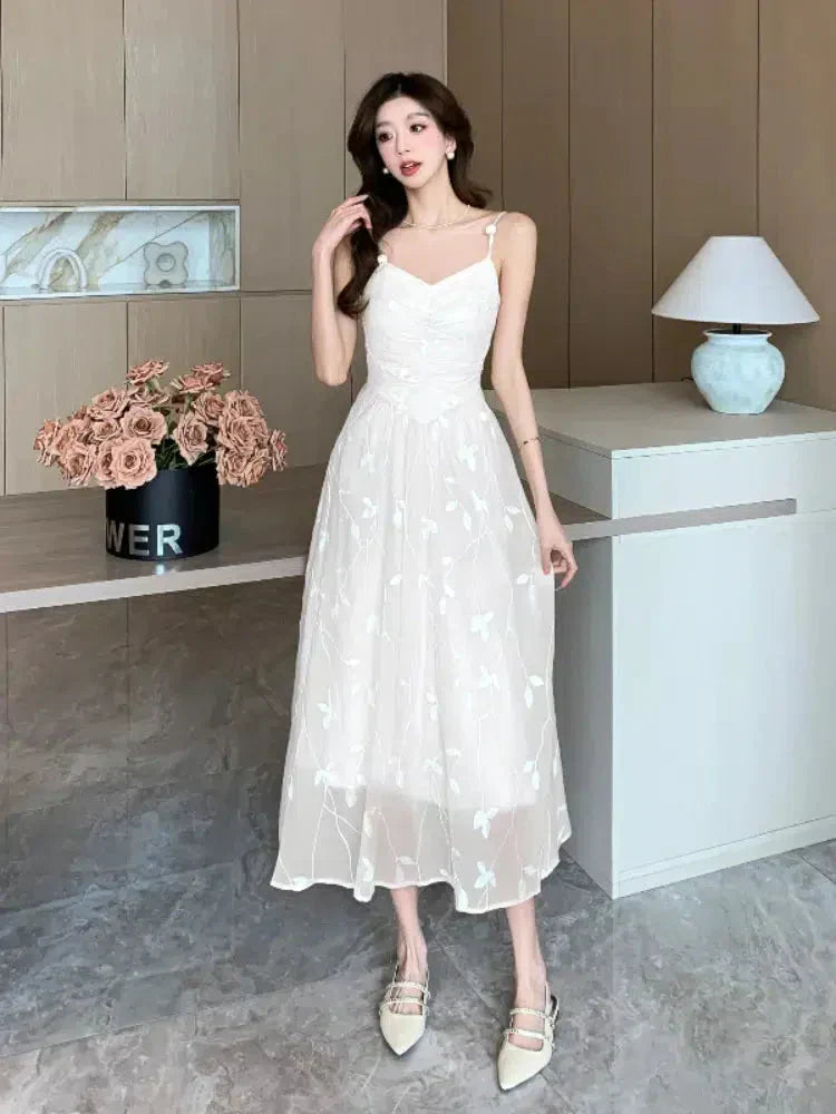 Leaves Mesh Midi Dress - View 4
