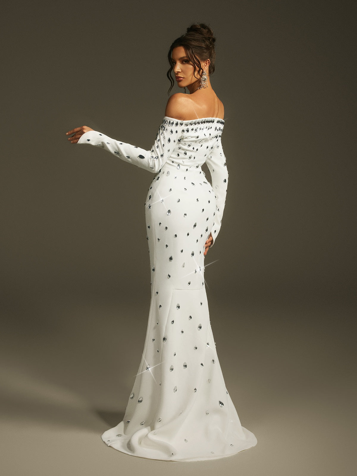 Off Shoulder Crystal Maxi Dress - View 6