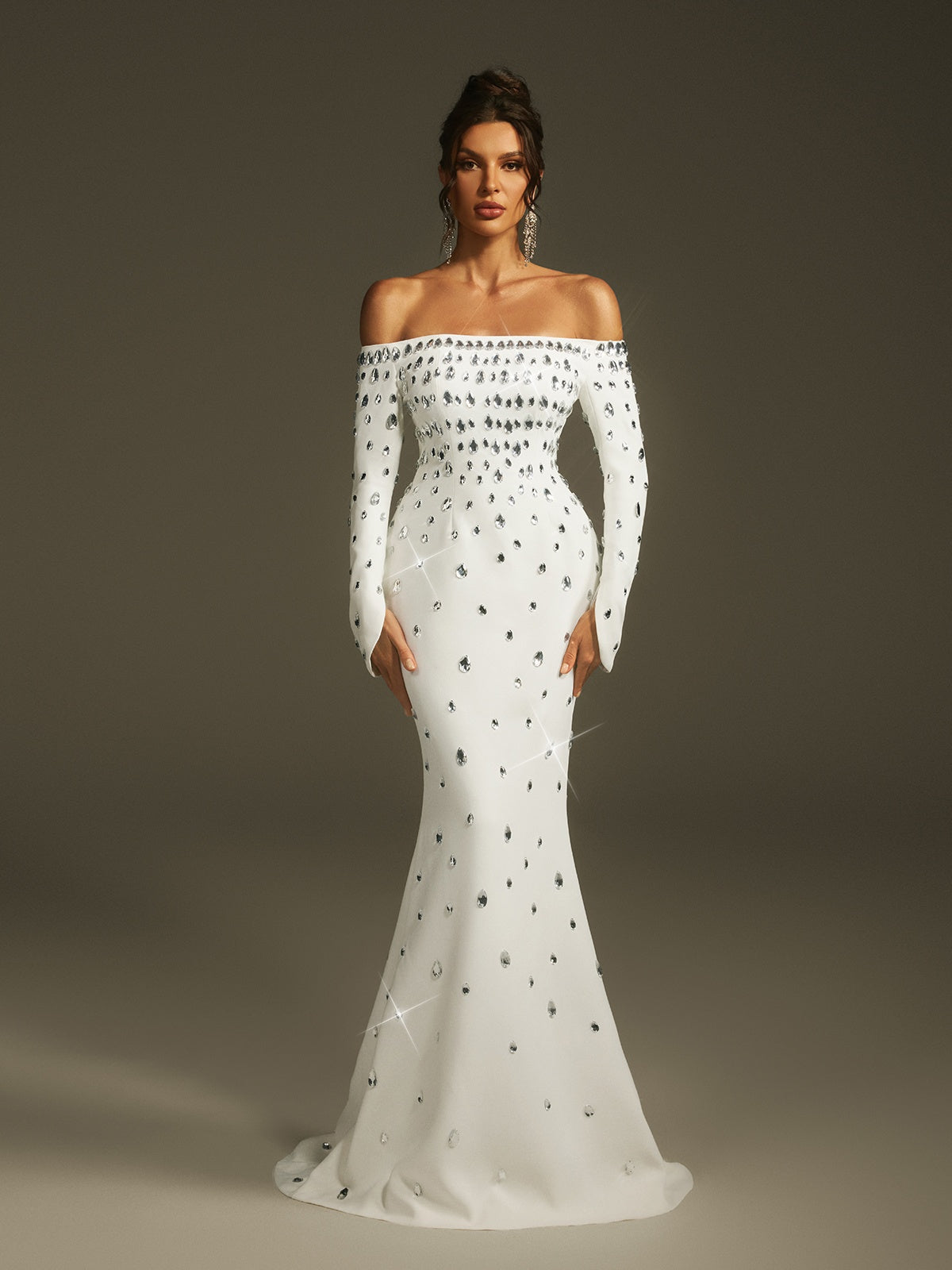 Off Shoulder Crystal Maxi Dress - View 4