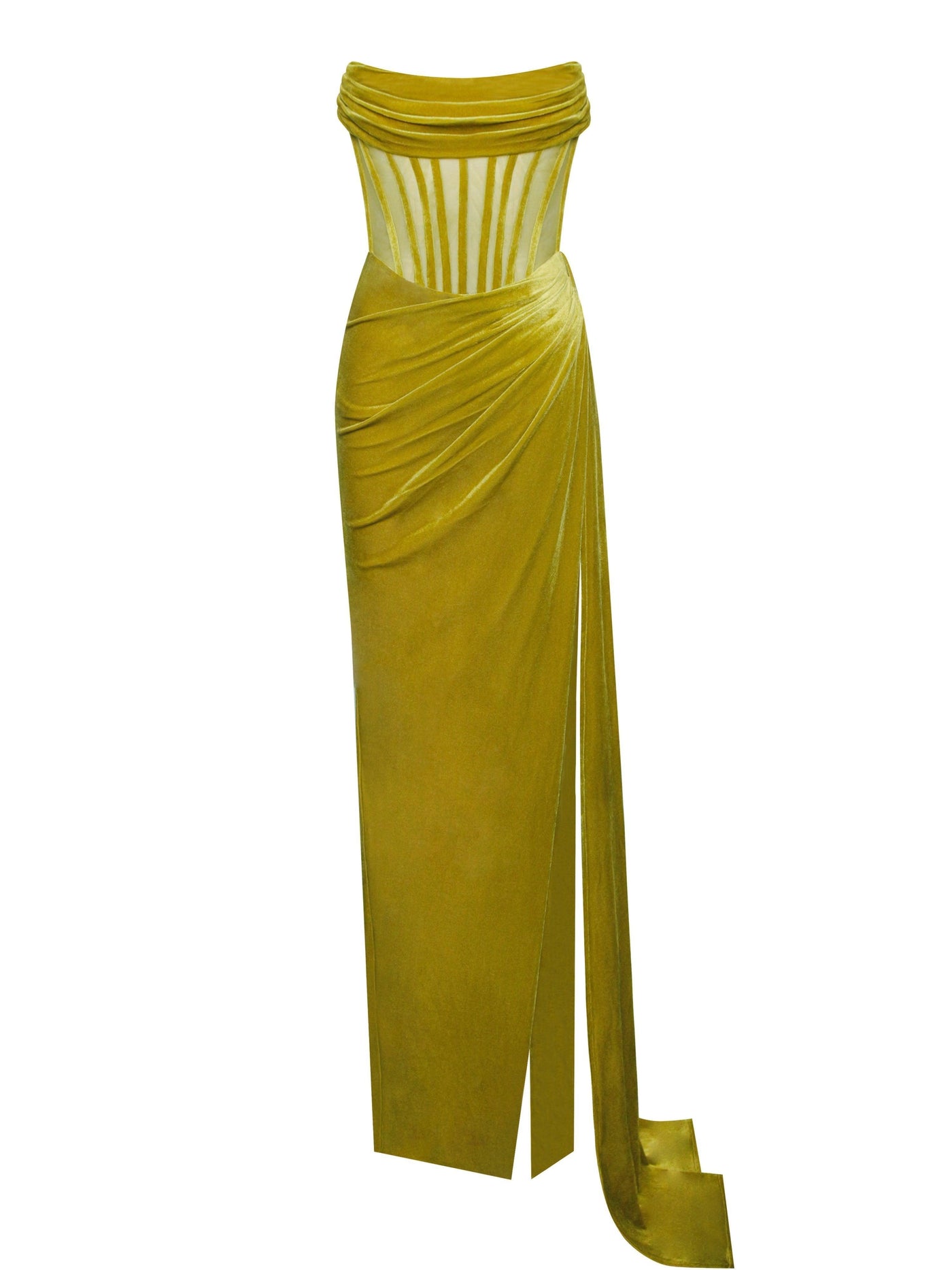 Leilani Corset Split Maxi Dress In Gold 6