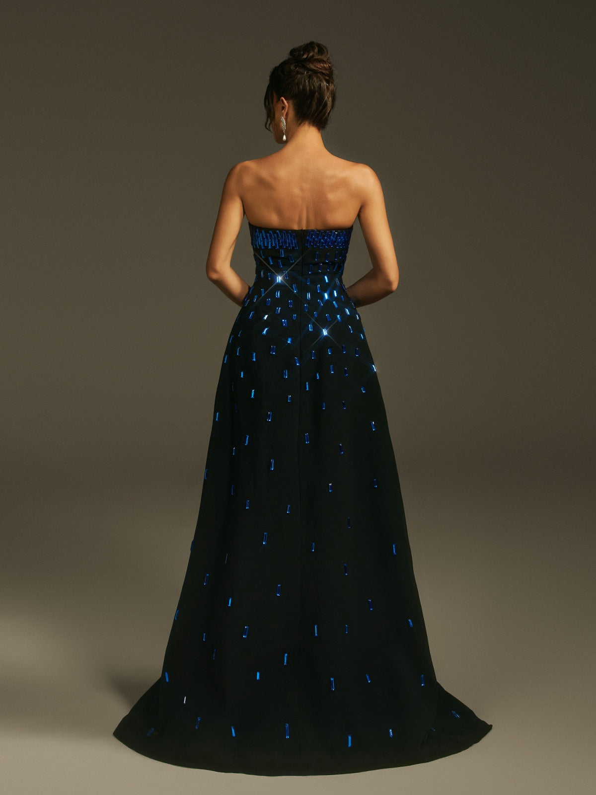 Strapless Crystal Maxi Dress - View 6