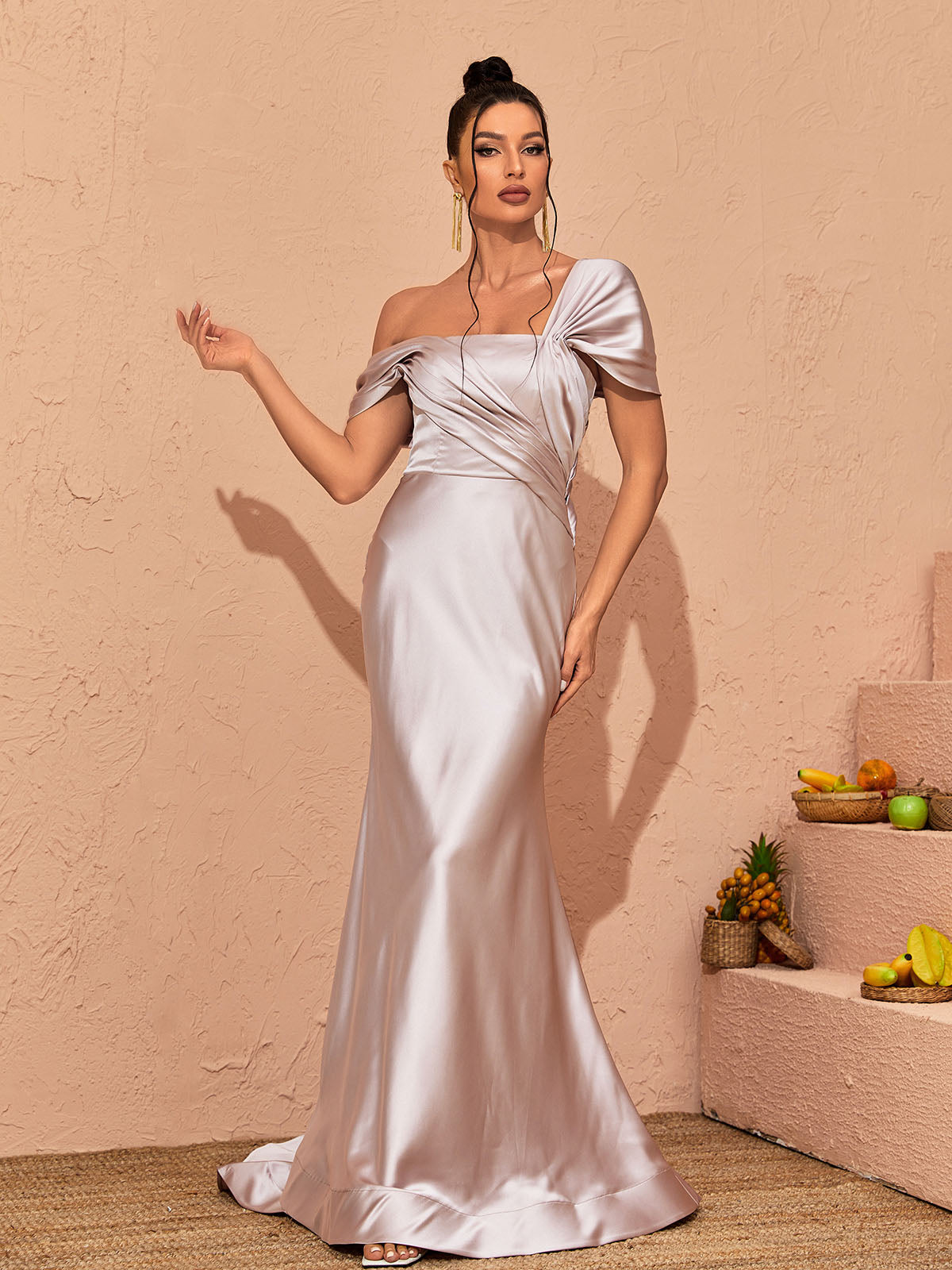 Liberty Satin Ruched Maxi Dress 3