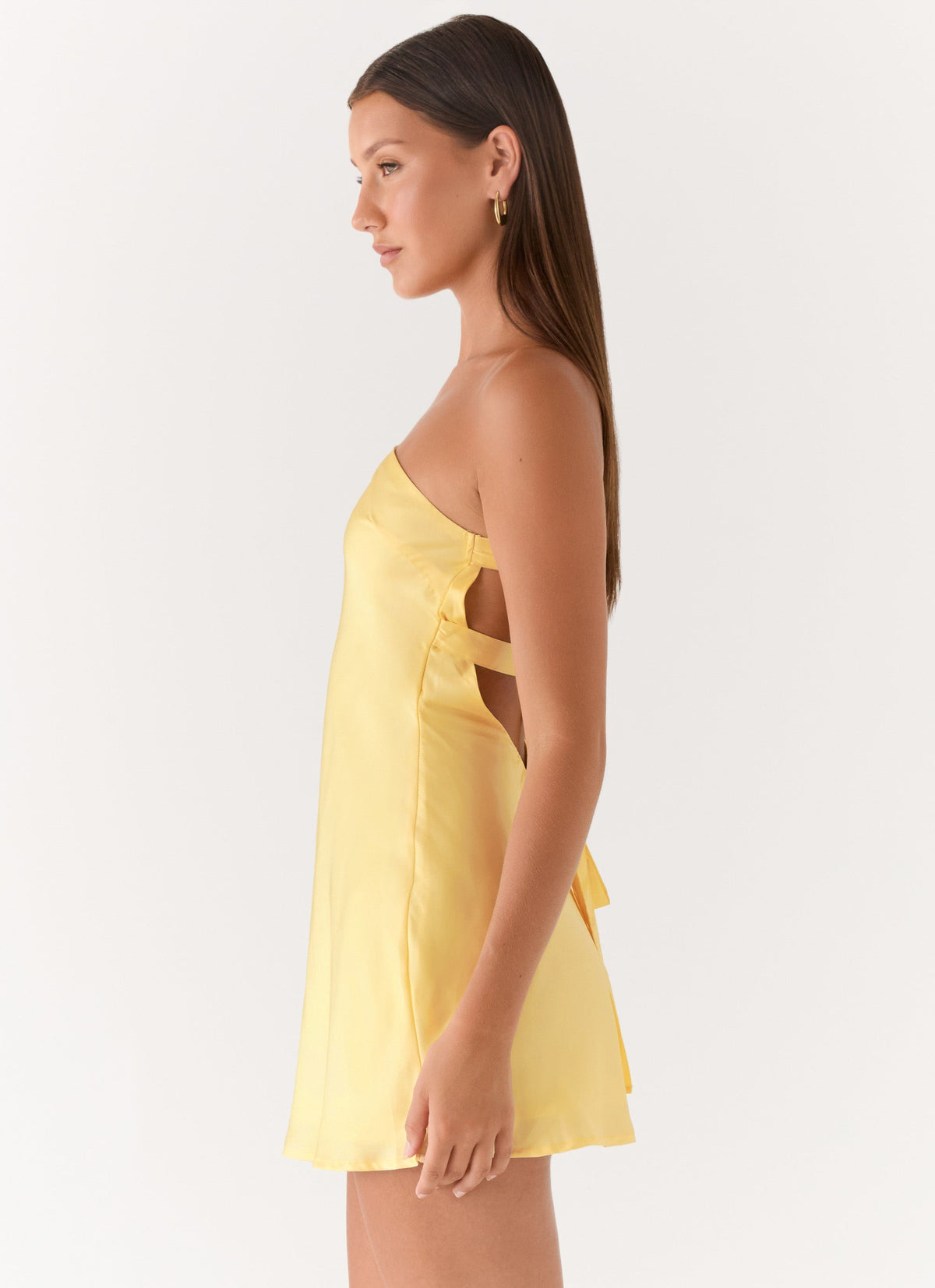 Satin Asymmetric One Shoulder Twist Strap A-Line Mini Dress 3