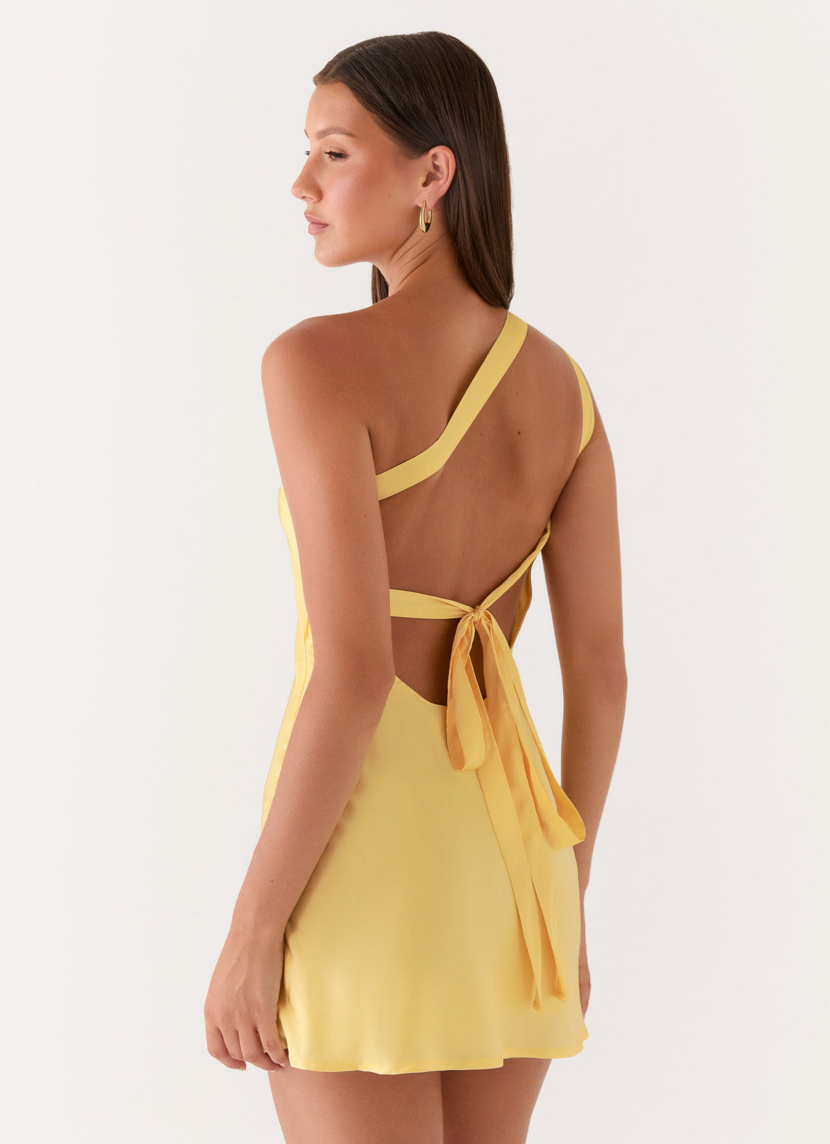 Satin Asymmetric One Shoulder Twist Strap A-Line Mini Dress 5