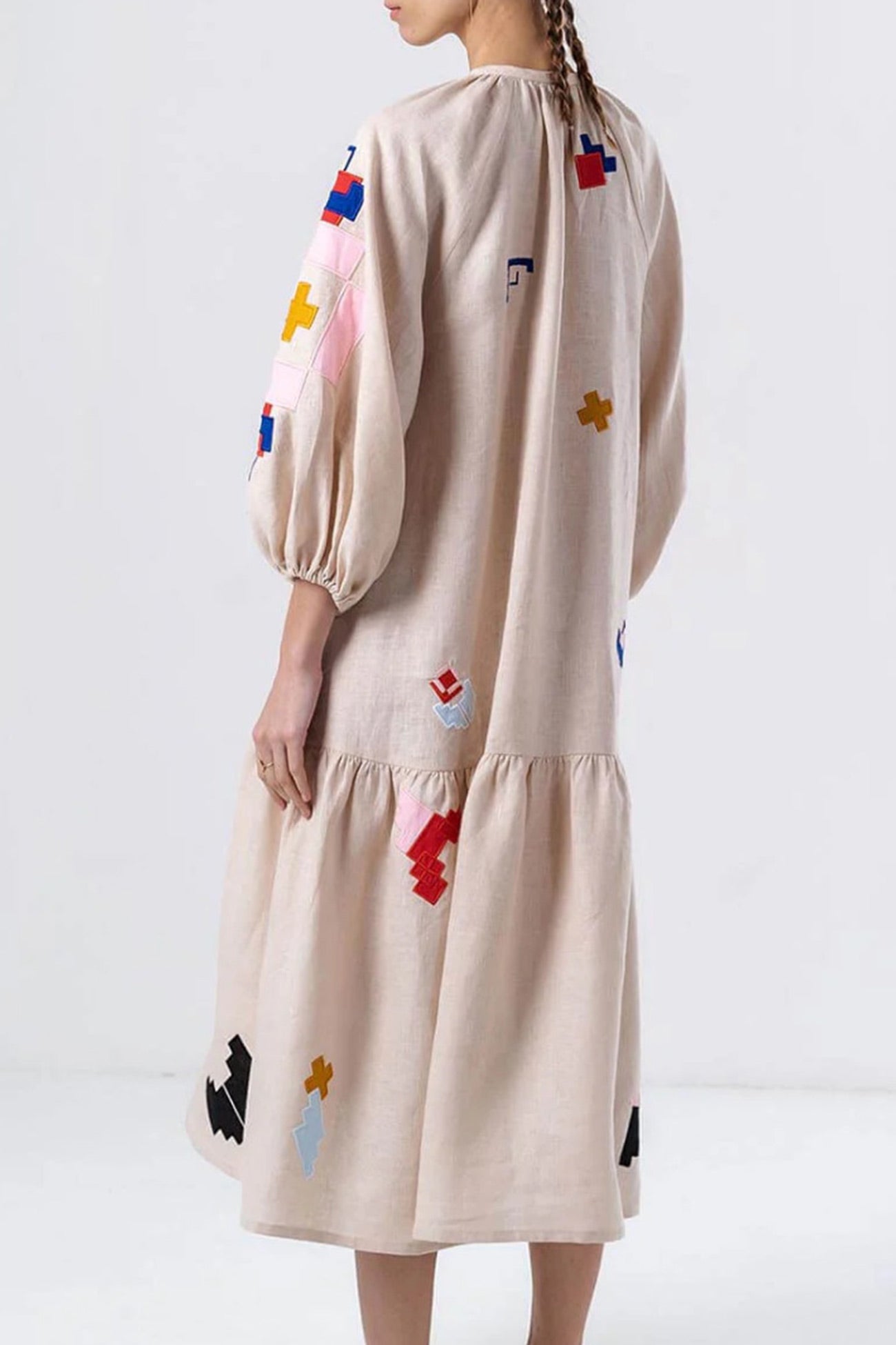 Magda Printed Linen Dress Dress with Relaxed Fit and Boutique Fashion Look