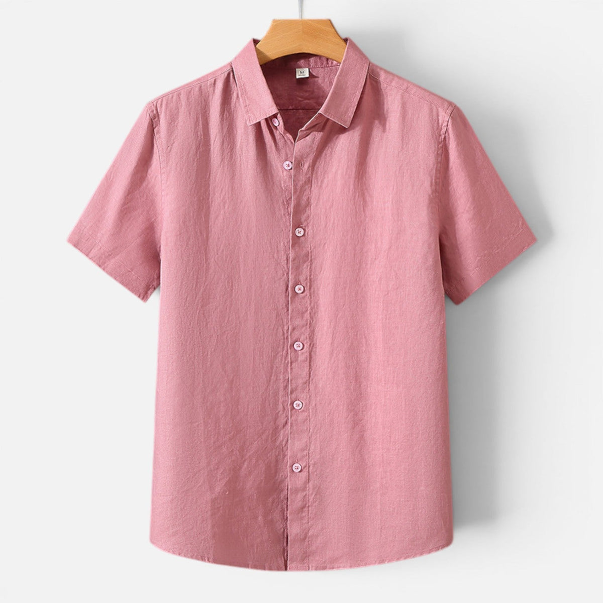 Men's Linen Short Sleeve Shirt Casual Summer Button Up