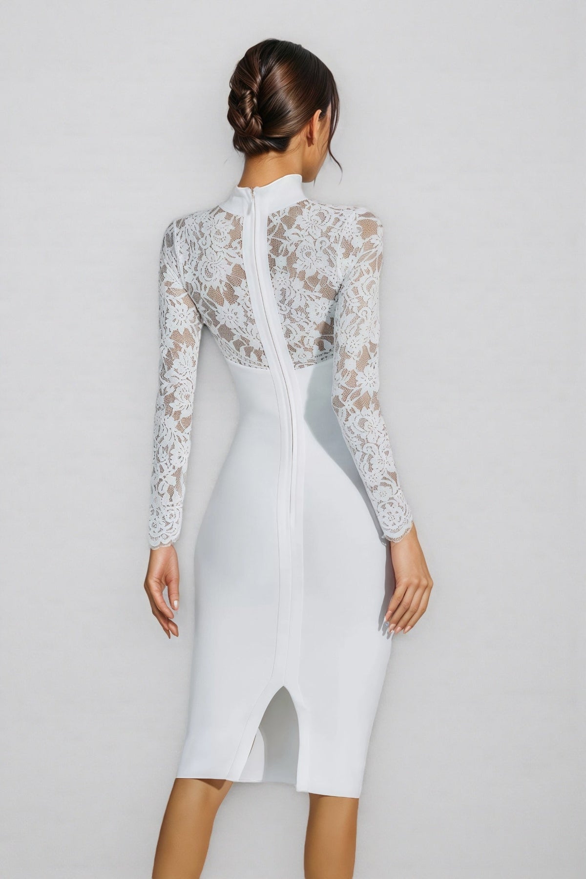 Beren White Lace Sleeve Bandage Maxi Dress - View 6