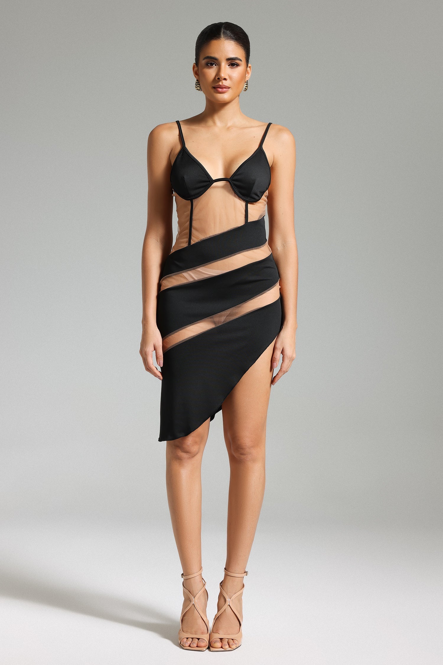 Halter Patchwork Mesh Dress - View 2