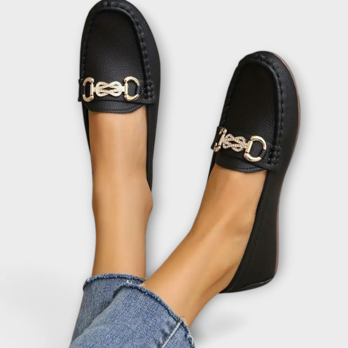 Chain Buckle Slip On Moccasin Loafers