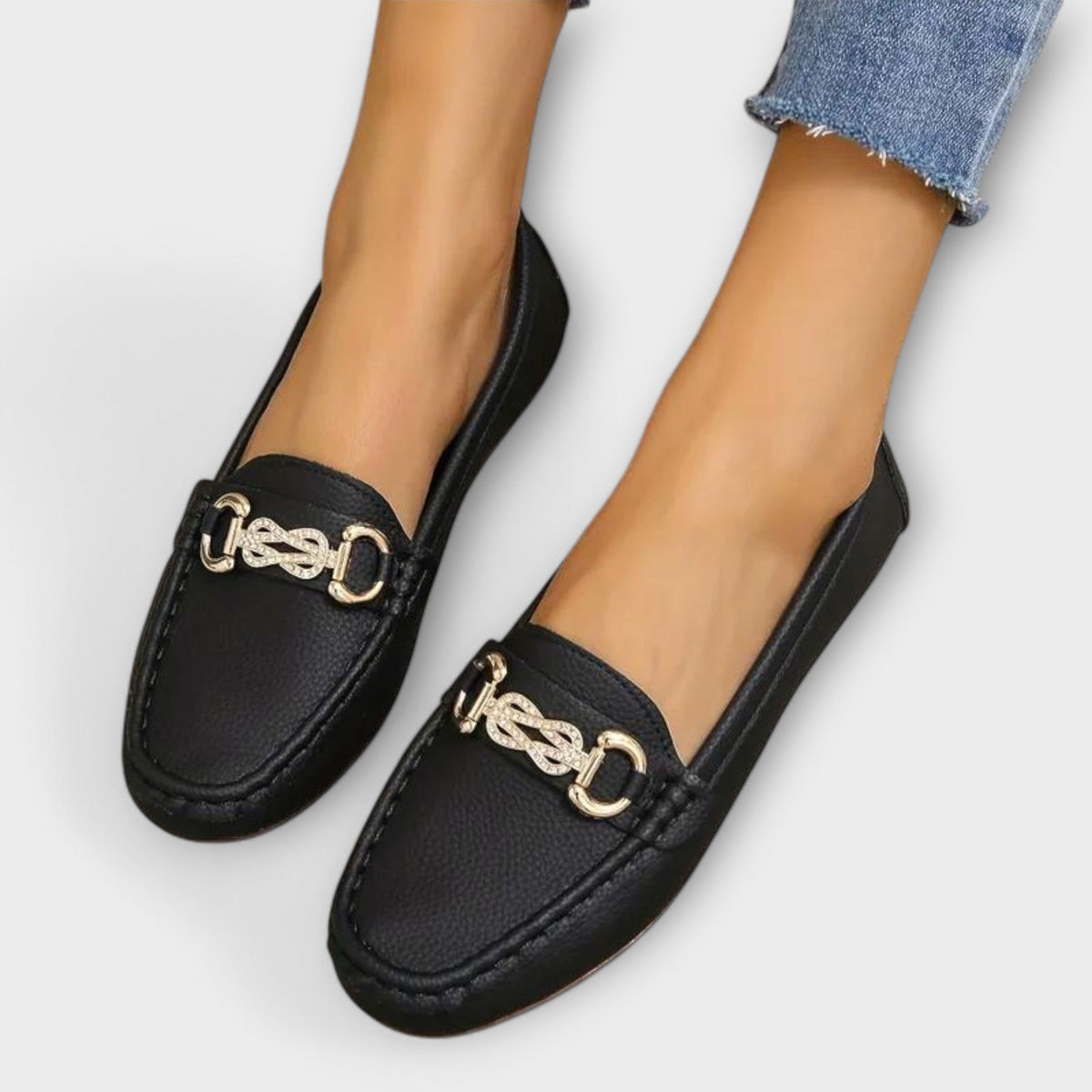 Chain Buckle Slip On Moccasin Loafers