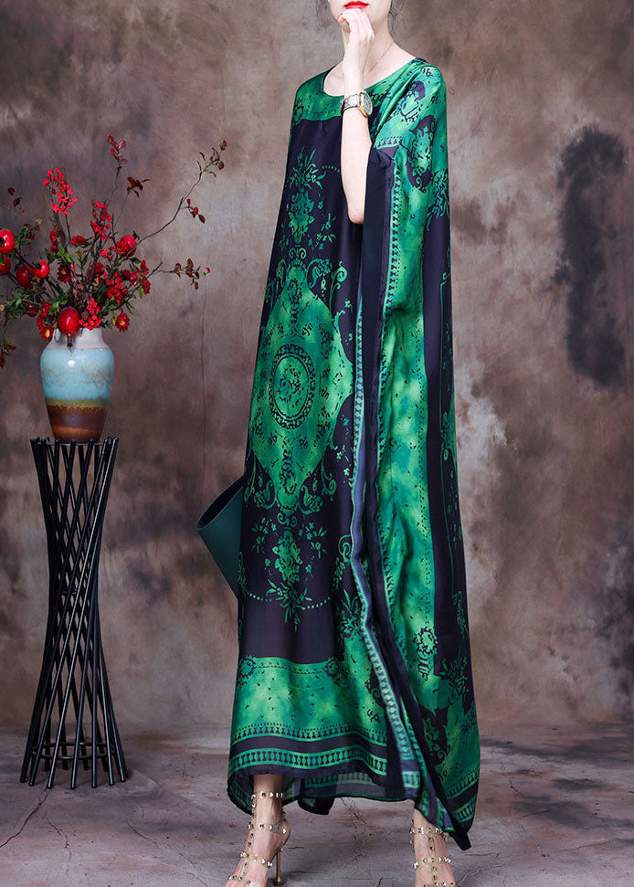 Medallion Print Batwing Sleeve Oversized Kaftan Maxi Dress