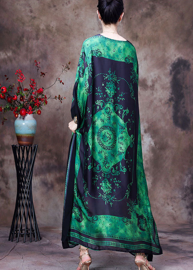 Medallion Print Batwing Sleeve Oversized Kaftan Maxi Dress