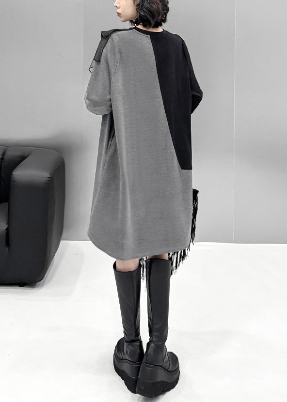 Asymmetrical Tulle Ruffle Patchwork Long Sleeve Mini Dress