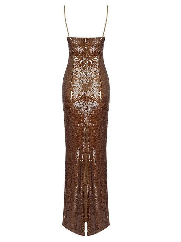 Sequin Spaghetti Strap Sweetheart 3D Floral Bodycon Maxi Dress