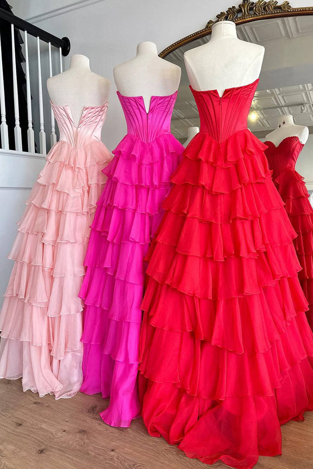Lovely Yellow A-Line Sweetheart Long Tiered Prom Dress with Slit