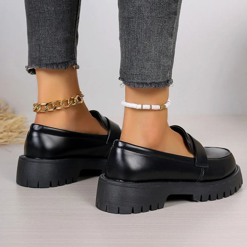 Chunky Platform Faux Leather Loafers