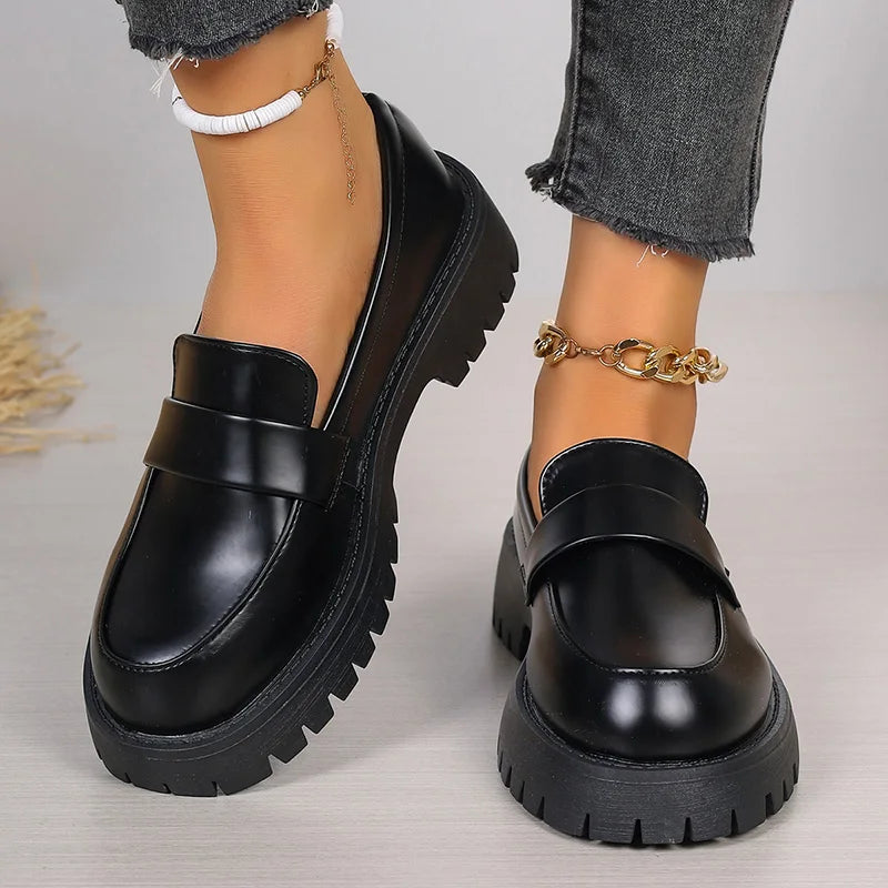 Chunky Platform Faux Leather Loafers