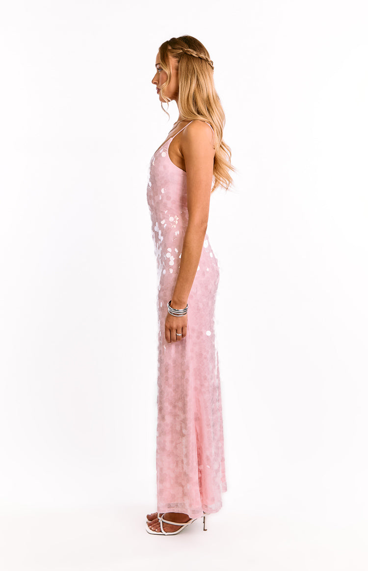 Paillette Sequin Keyhole Scoop Neck Slip Maxi Dress 3