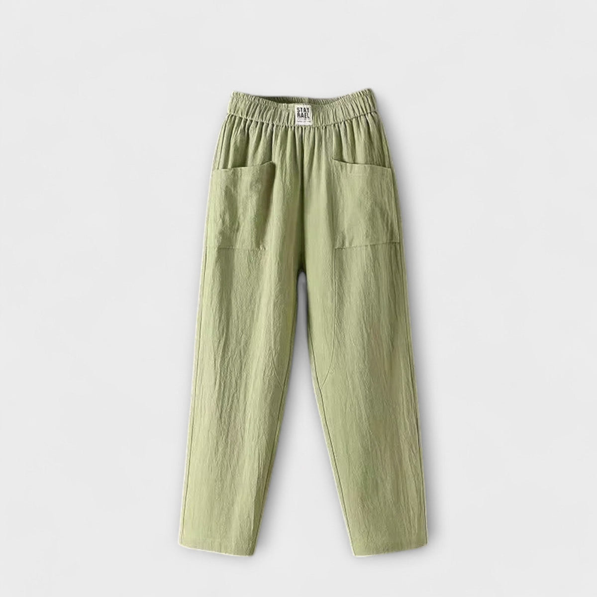 High Waist Elastic Patch Pocket Tapered Pants