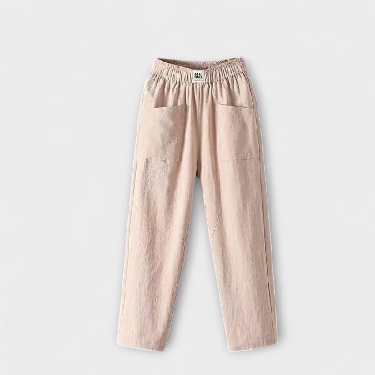 High Waist Elastic Patch Pocket Tapered Pants