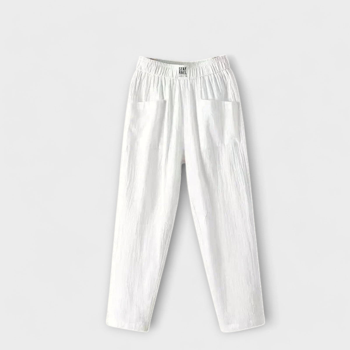 High Waist Elastic Patch Pocket Tapered Pants