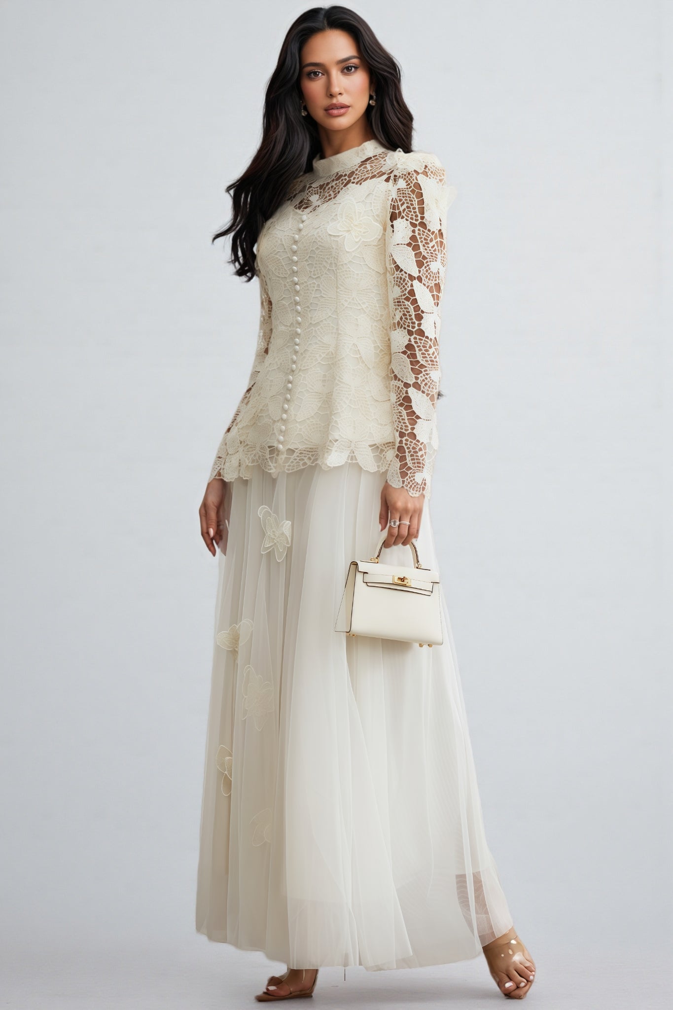Inina Butterfly Embroidered Lace Maxi Dress Set - View 3