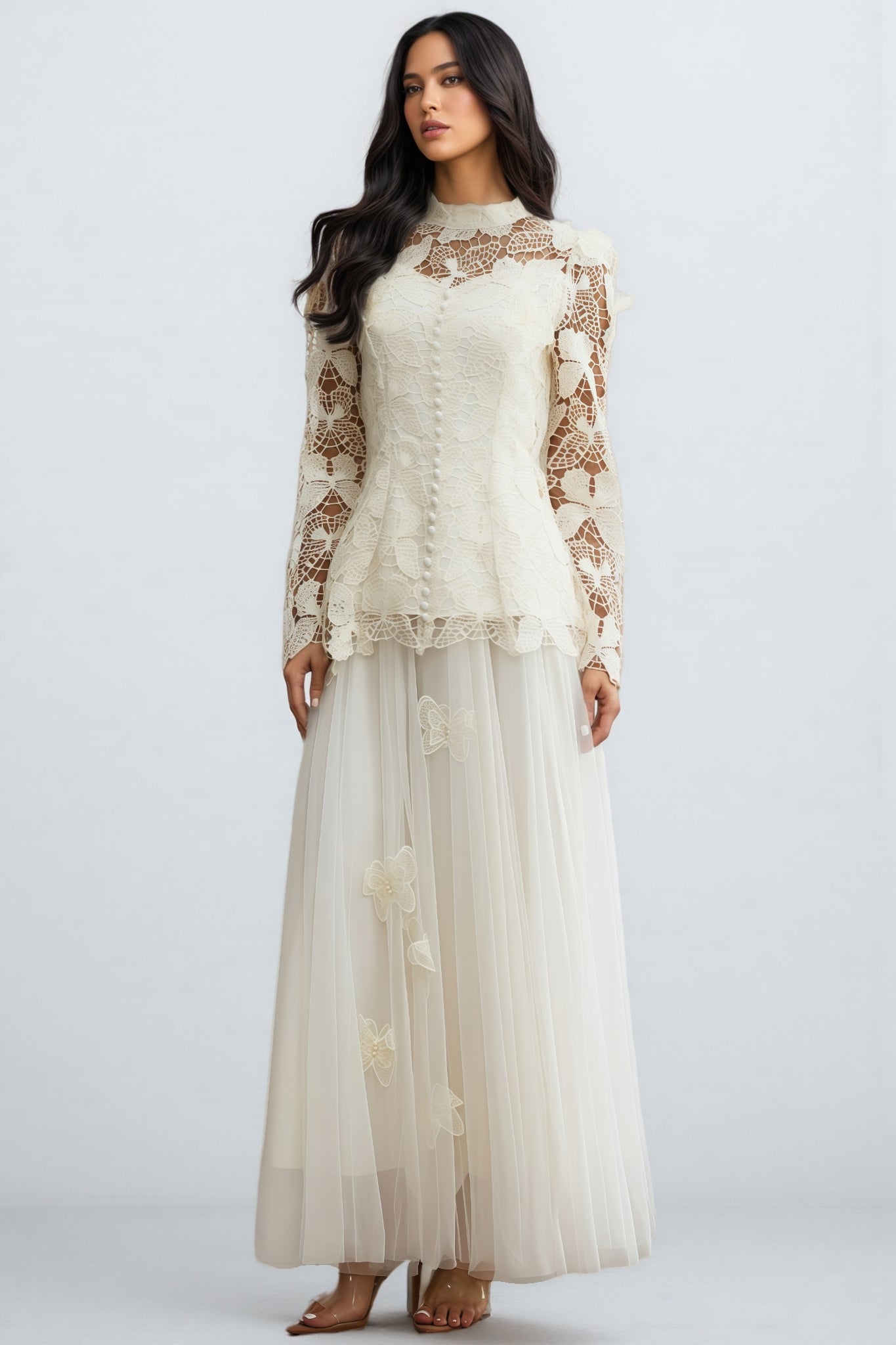 Inina Butterfly Embroidered Lace Maxi Dress Set - View 2