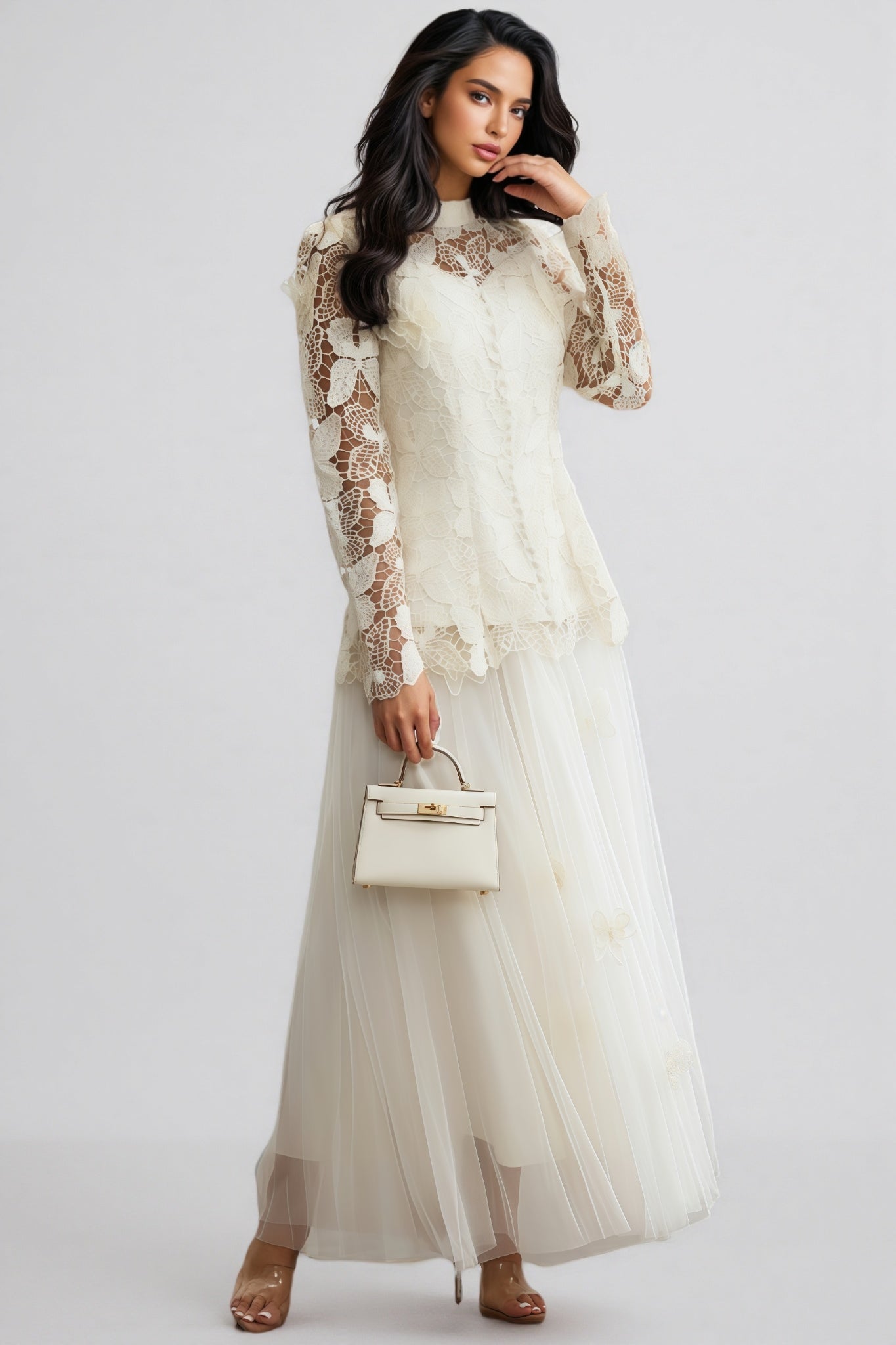 Inina Butterfly Embroidered Lace Maxi Dress Set - View 4