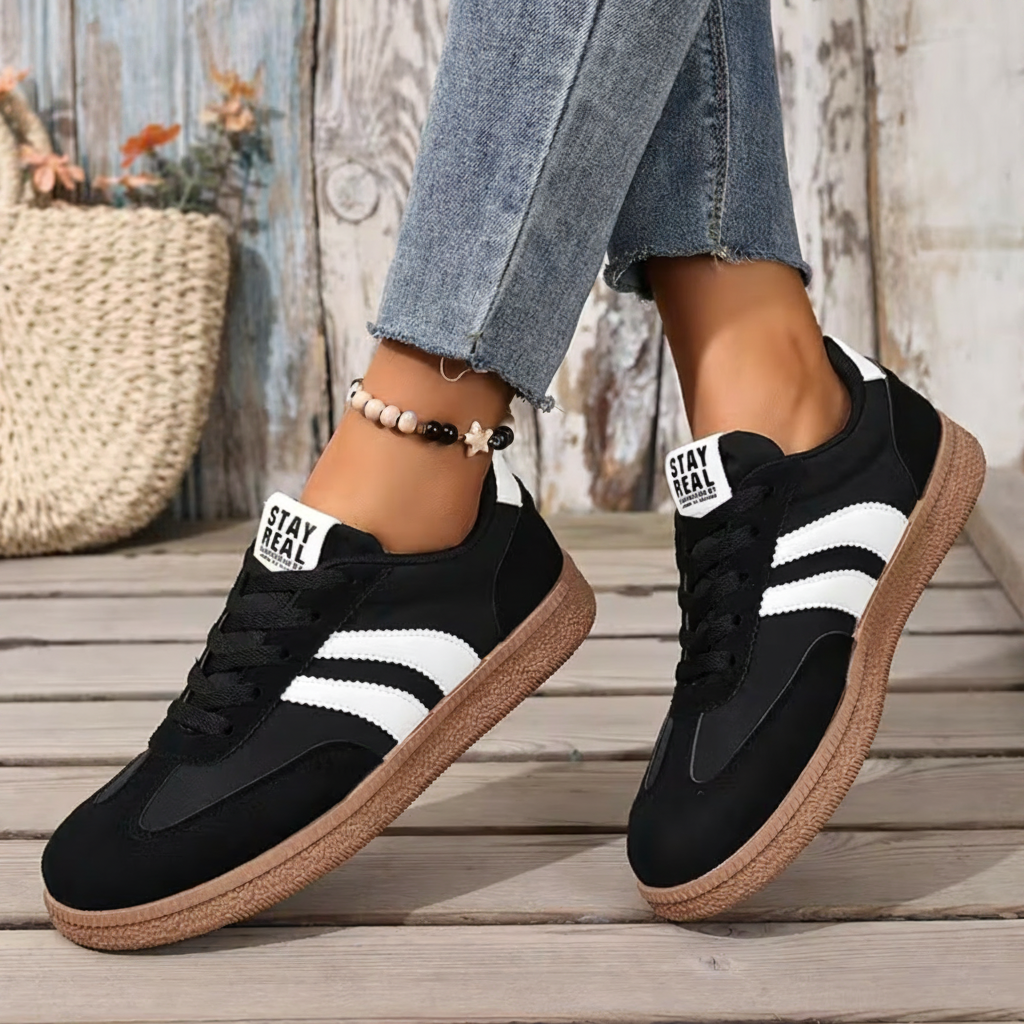 Lace Up Suede Panel Gum Sole Sneakers