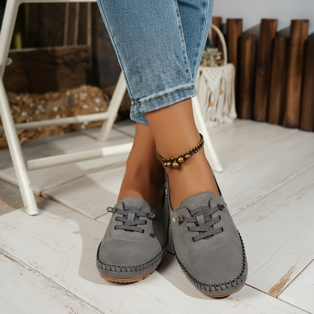 Suede Look Lace Up Moccasin Loafers