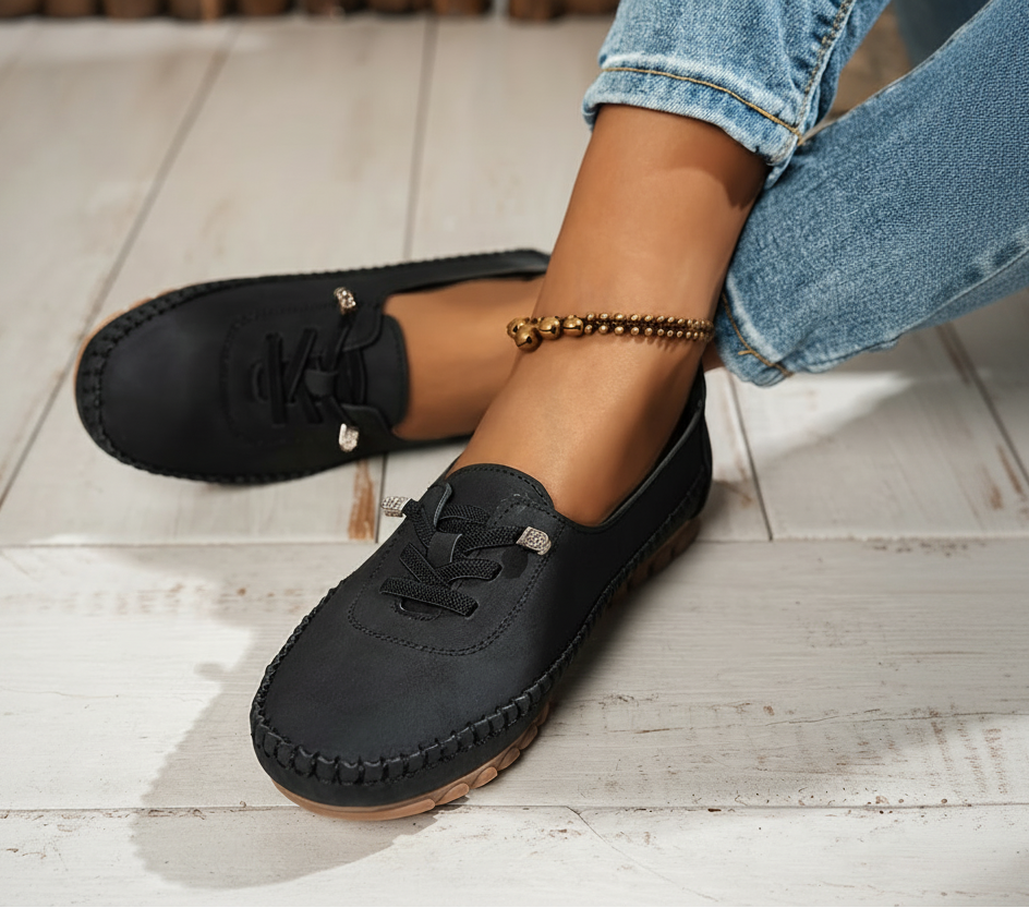 Suede Look Lace Up Moccasin Loafers