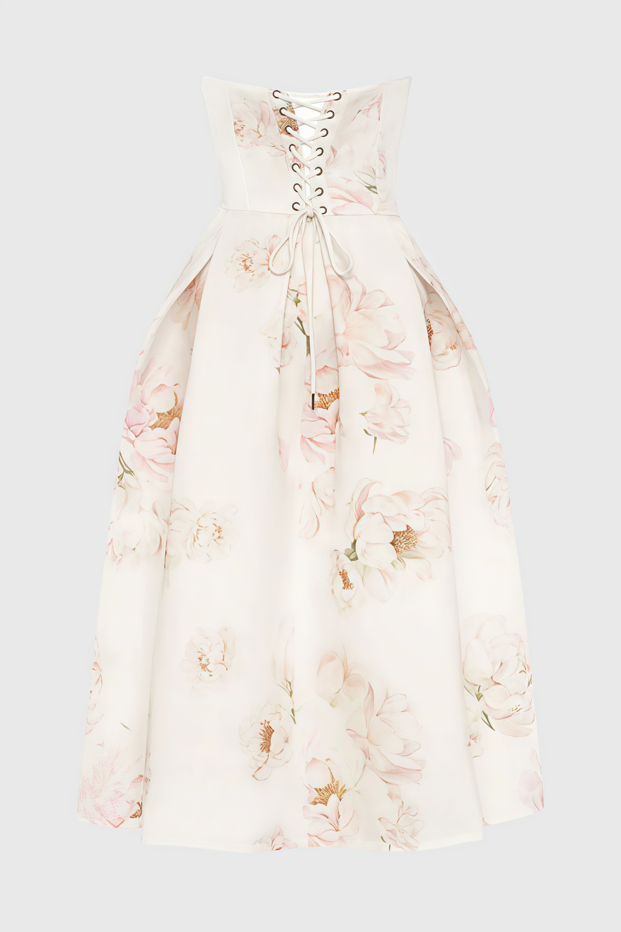 Floral Print Strapless Fit and Flare Midi Dress
