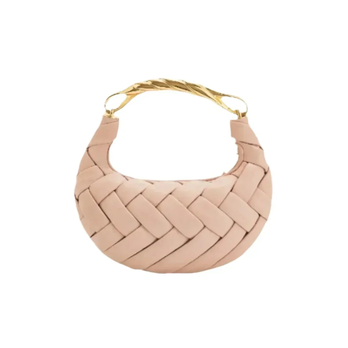 Woven Faux Leather Top Handle Mini Bag