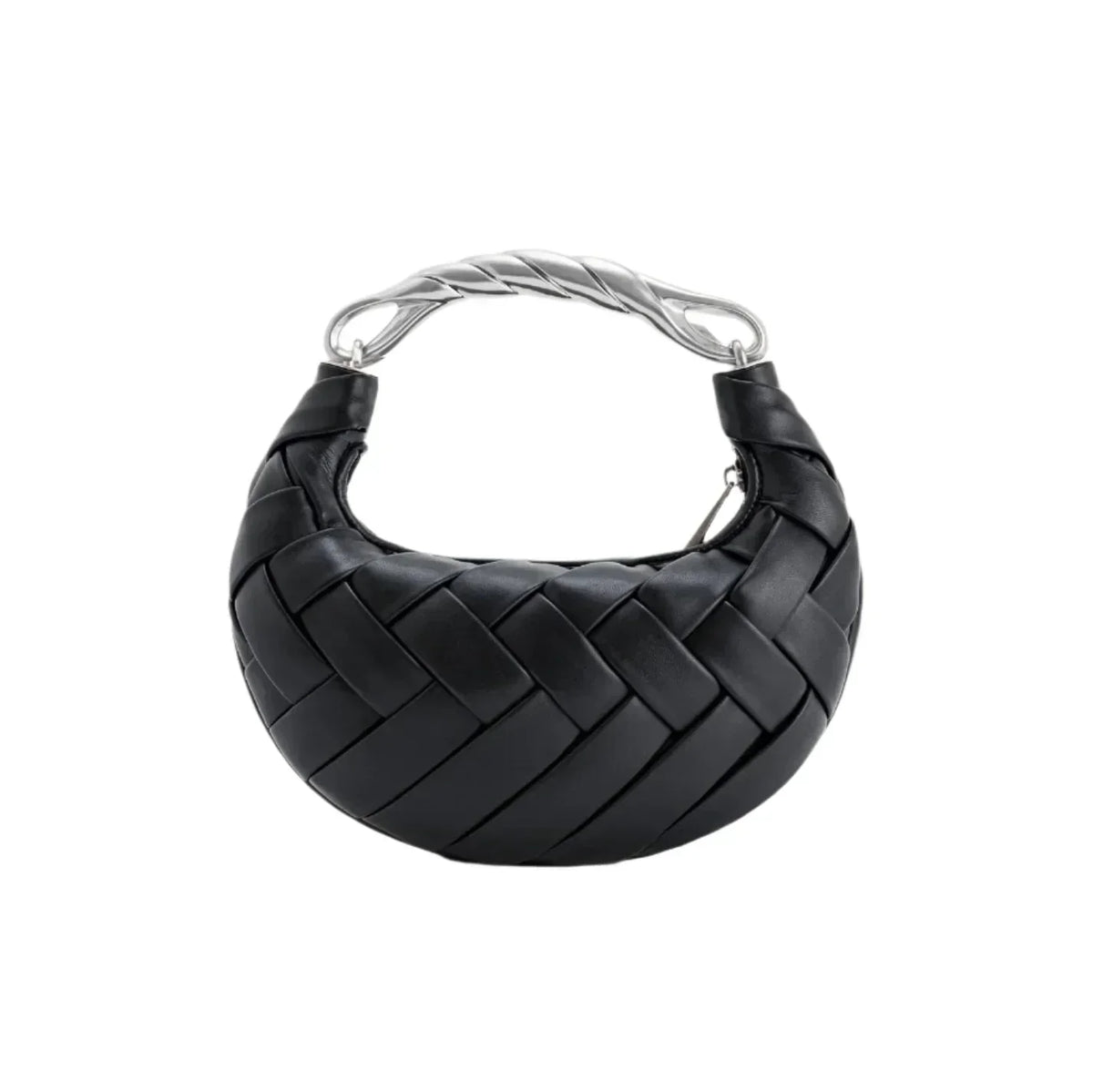 Woven Faux Leather Top Handle Mini Bag