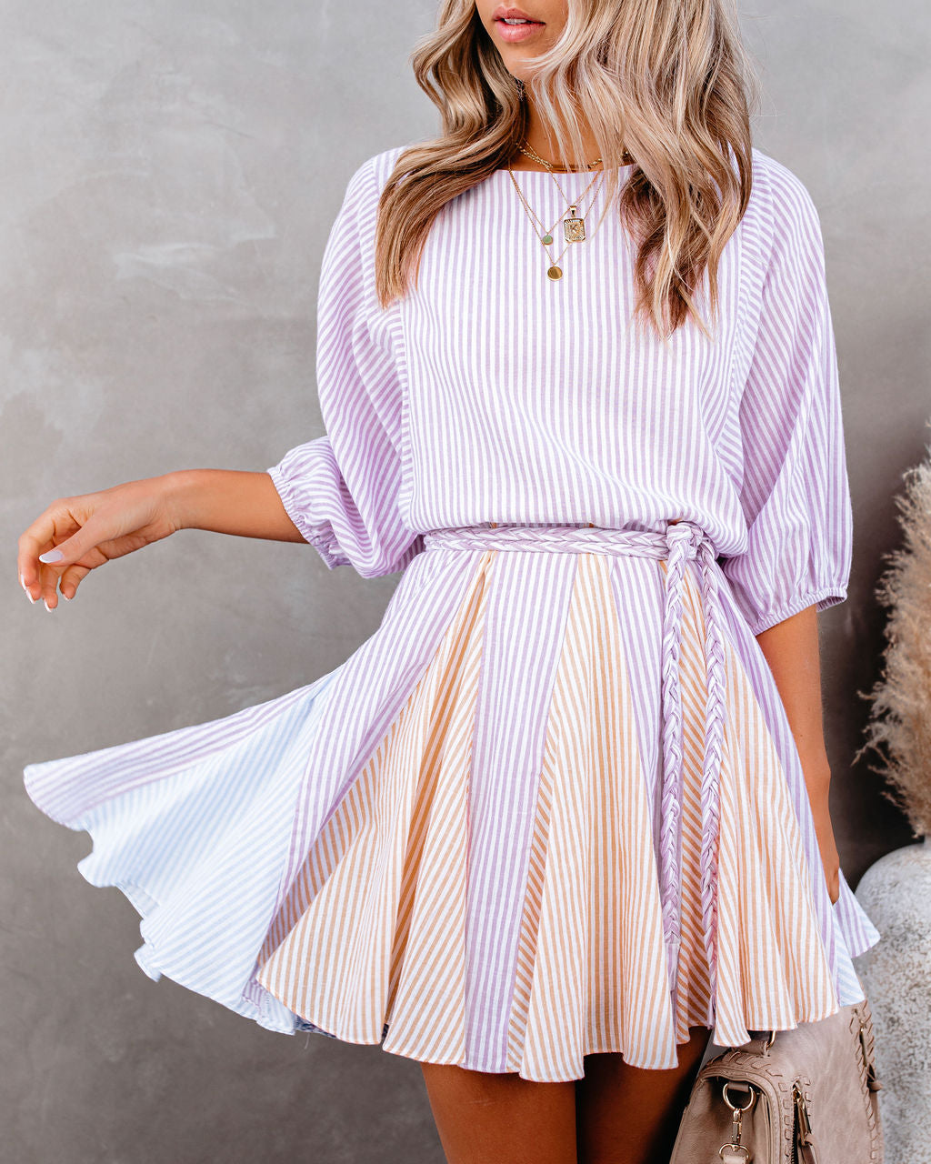 Montauk Cotton Blend Striped Rope Tie Dress