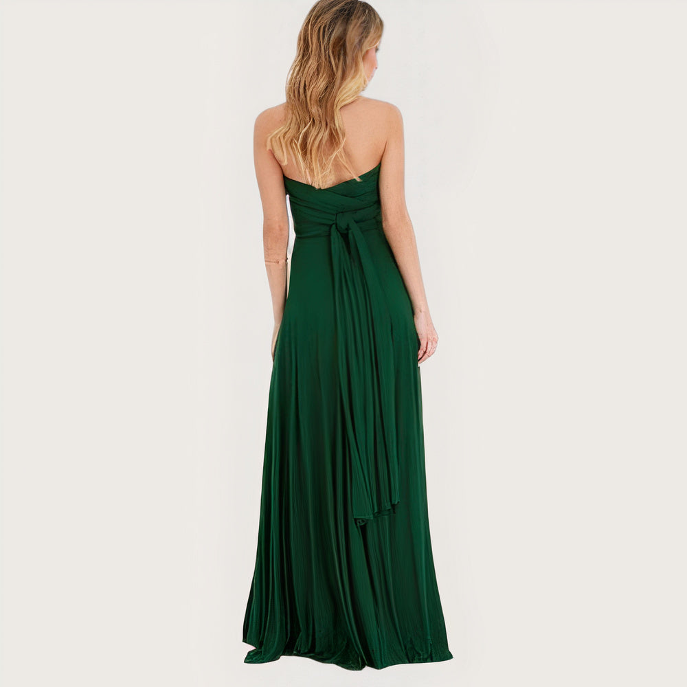 Convertible Wrap Halter Neck Backless Tie Back High Split Maxi Gown