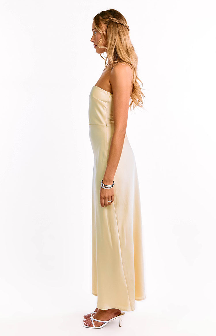 Satin Strapless Bias Cut Formal Maxi Dress 3