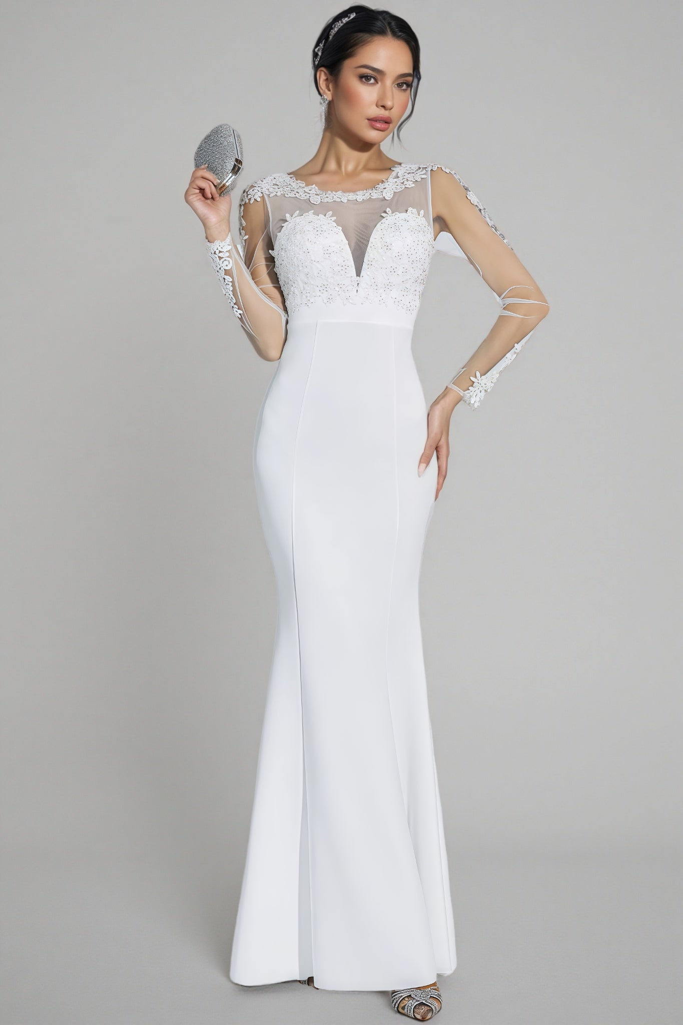 Marend White Lace Bodycon Maxi Dress - View 5