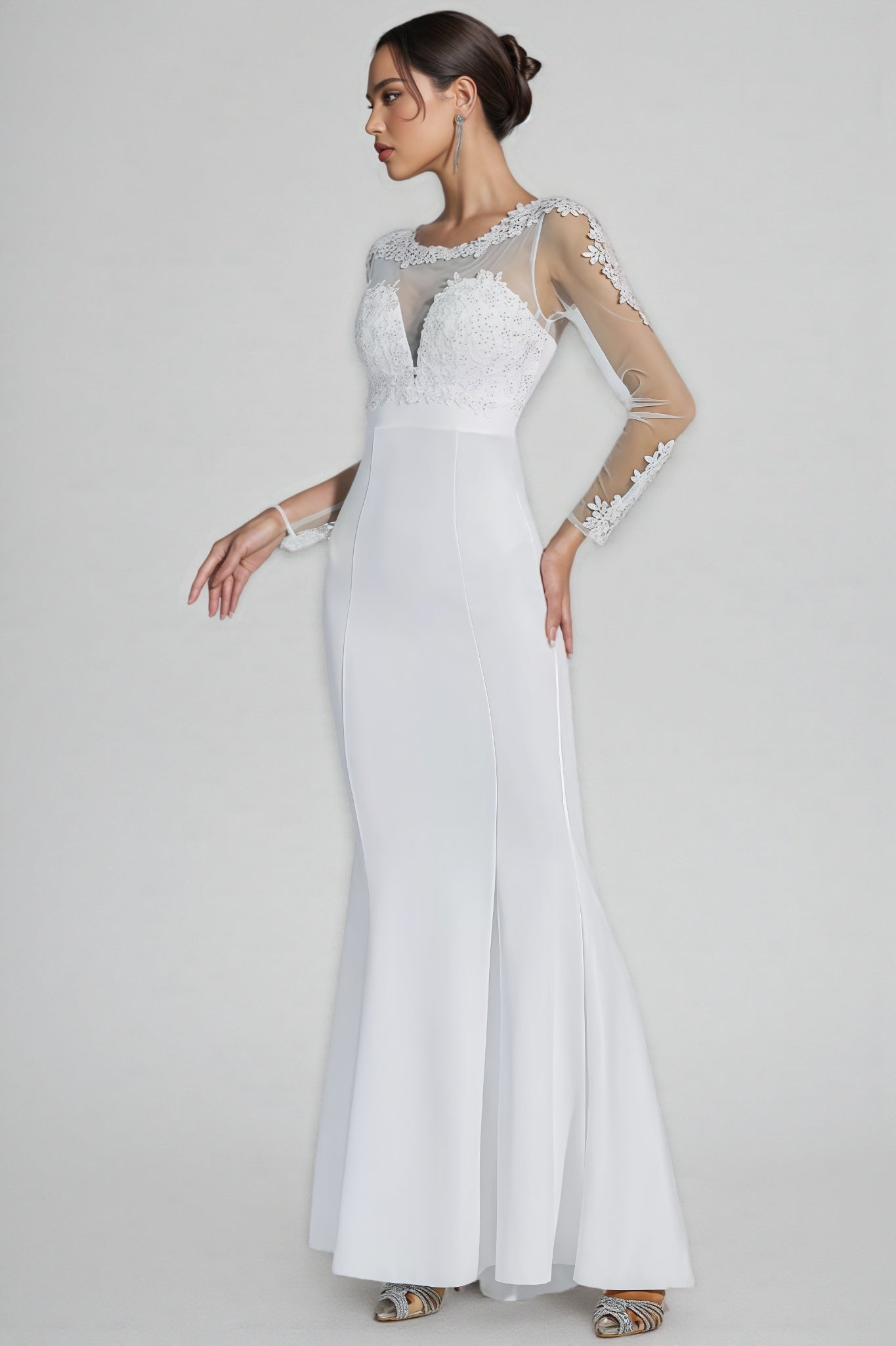 Marend White Lace Bodycon Maxi Dress - View 3